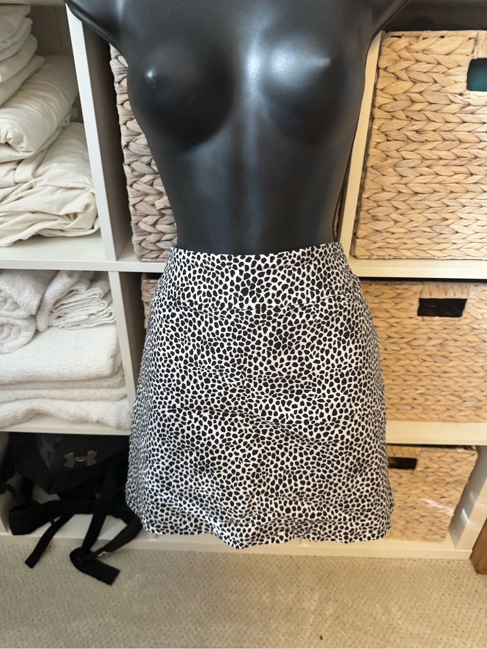 Attyre Black and White Mini Skirt with Graphic Dot Print